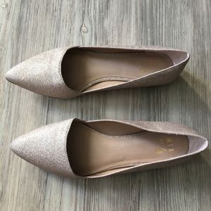 Gold glitter Mix No.6 pointed ballet flat size 9